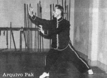 Chan Kowk Wai em postura, em foto antiga do arquivo da Pak Shao Lin.